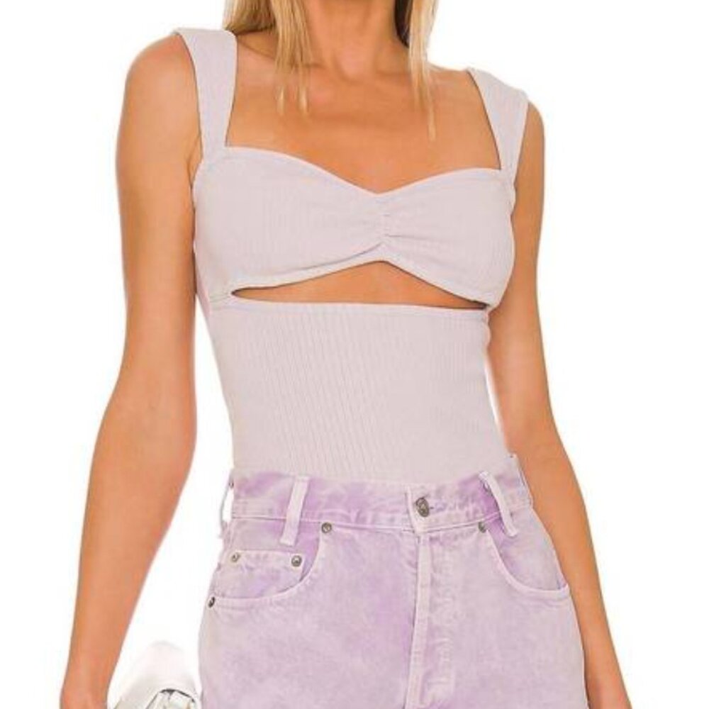 AGOLDE Light Purple Isla Cutout Ribbed Tank Top size 4